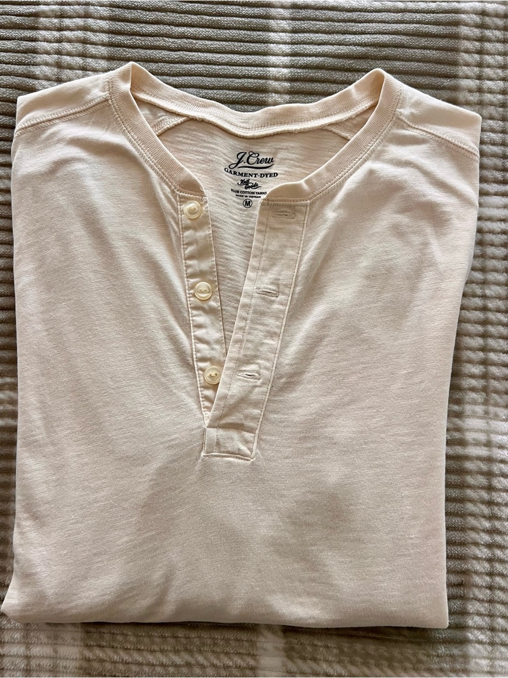 J. Crew Men’s Cream Casual Henley Button-Down Shirt